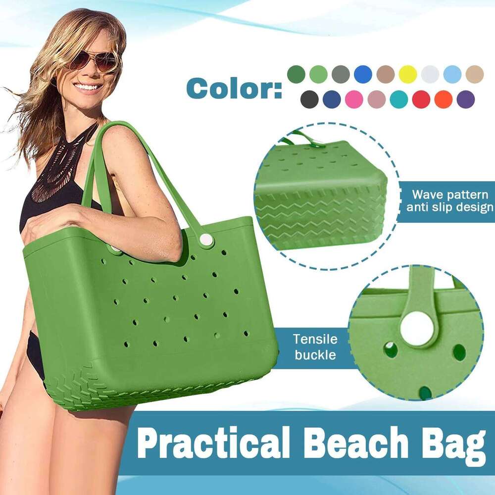 Trendy Beach Large Handbag Storage Causal Simple Solid Waterproof EVA Hole Tote Bag Outdoor Portable Travel Bags