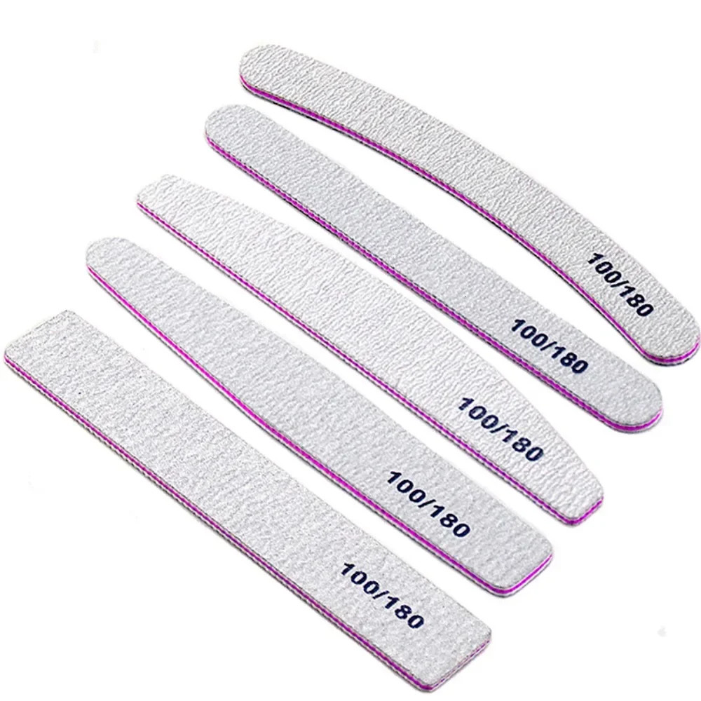 25/50Pcs Grey Sandpaper Nail File 100/180 Double Sided Buffer Block Polisher Pedicure Manicure Nail Art Files Nails Accesorios 250605