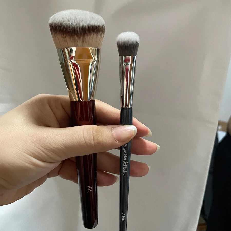1pc 101 Contoured Foundation Makeup brushes Angled Liquid Base Concealer Make up brushes Red wood handle cosmetic tools 506W250605