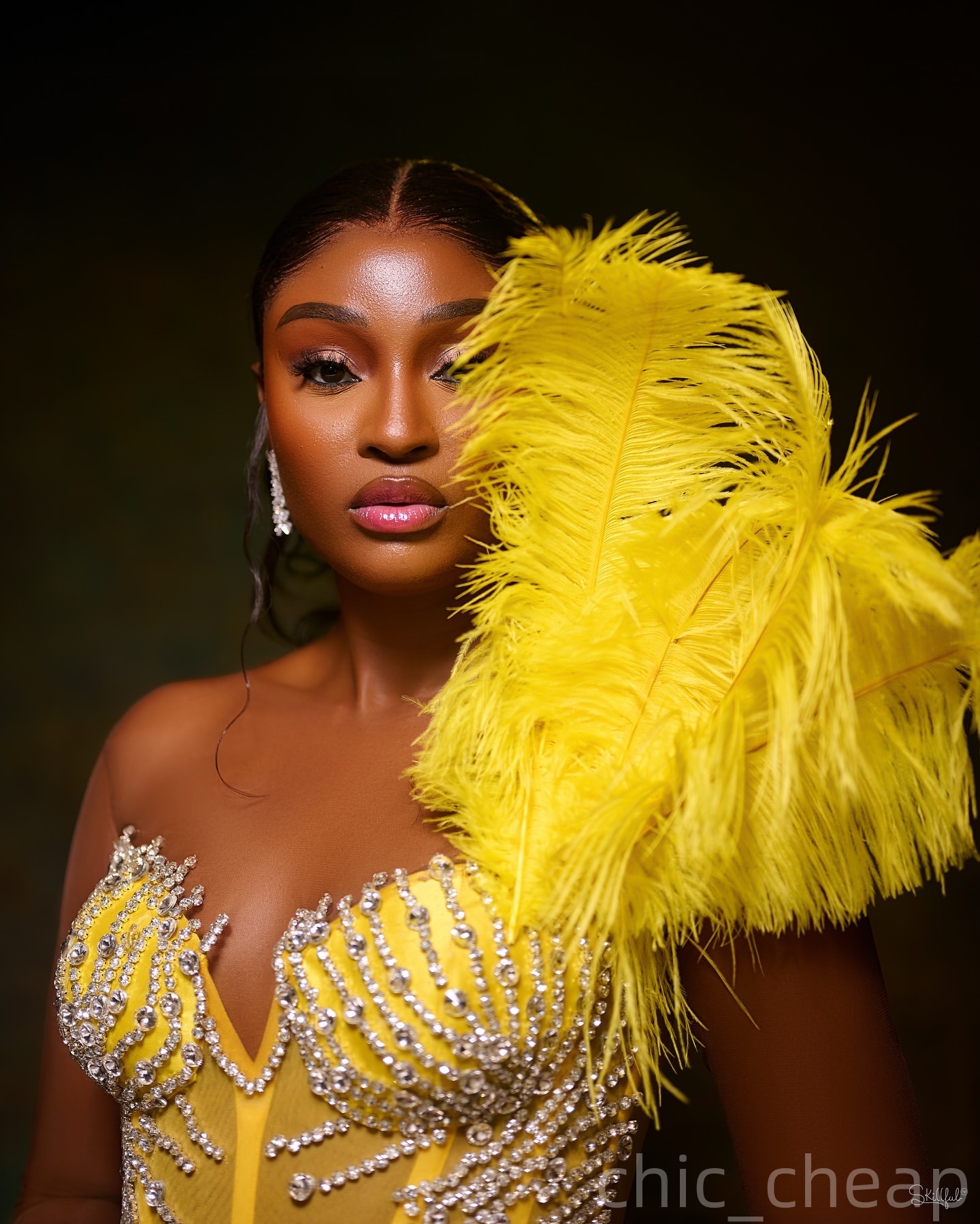 Yellow Mermaid Prom Dresses 2025 Feather Crystals Satin Tiers Evening Formal Party Second Birthday Engagement Gowns Plus Size Dress For Special Occasi