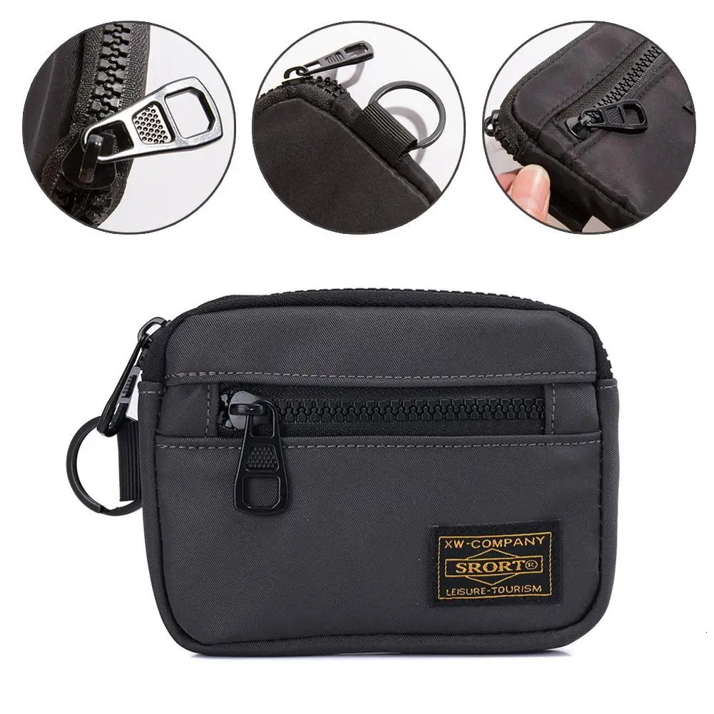 Small Casual Mens Coin Purse Canvas Zipper Short Wallet Retro Key Holder Money Bag Trend Youth Mini Handbag 250605