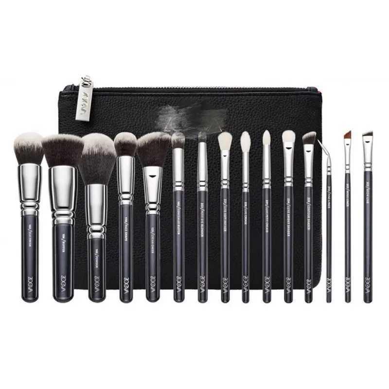 15 Brown/Black Brushes Loose Powder Ber Eye Shadow Eyebrow High Gloss Makeup Brush W250605