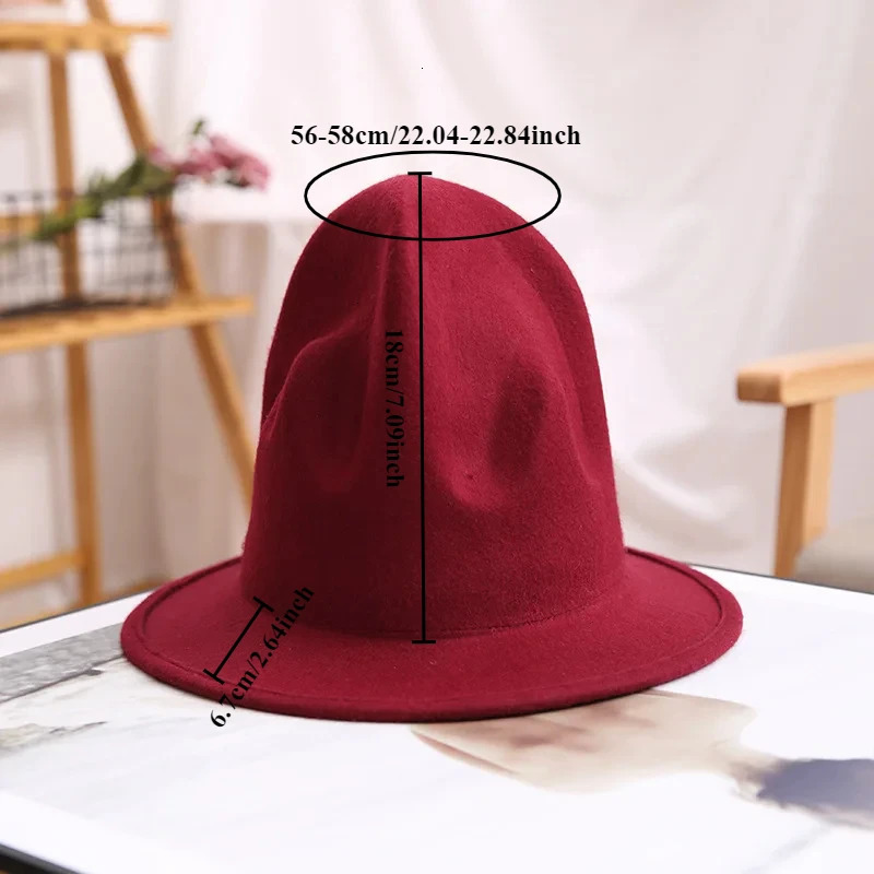 pharrell Hat Felt Hat for Woman Men caps Black Top cap Male 100% Australia Wool Cap Hat Height 18cm Solid Classic Fedoras Cap 250605