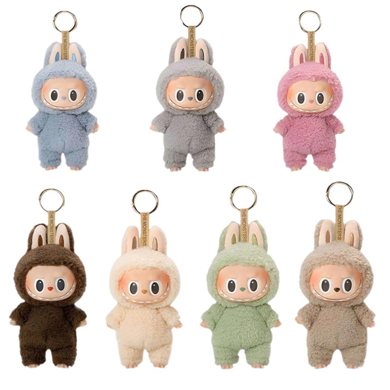 Labubu doll keychain toys v1 v2 v3 keyring popmart labubus 17cm heart moving dolls labubu big into energy key buckle delicate plush cartoon blind boxes ba014