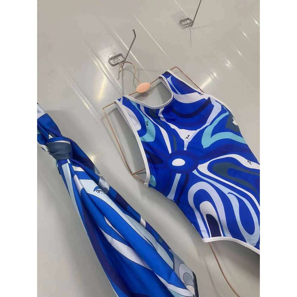 Women's Blue Scarf Swimsuits Italian Designer Sexy Beach Bikini Set