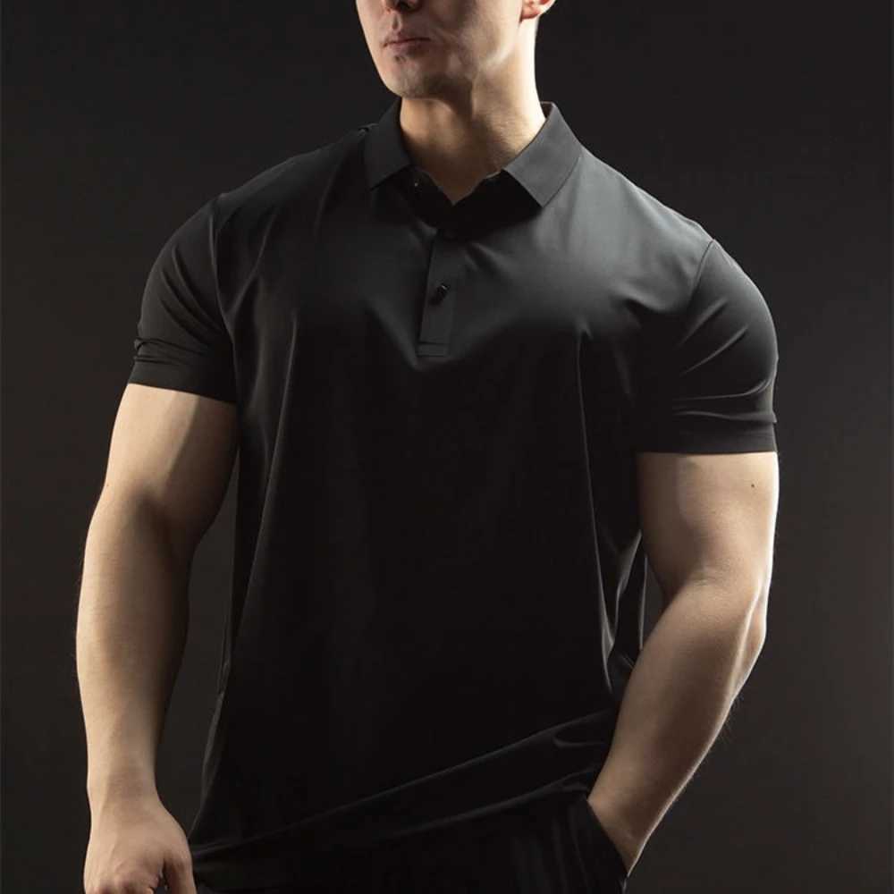 With Collar T Shirt for Men Plain Chic Summer Short Quarter Sleeve Man Polo Shirts Music Elastic Luxury Elegant Tee Aesthetic Xl XJ250605