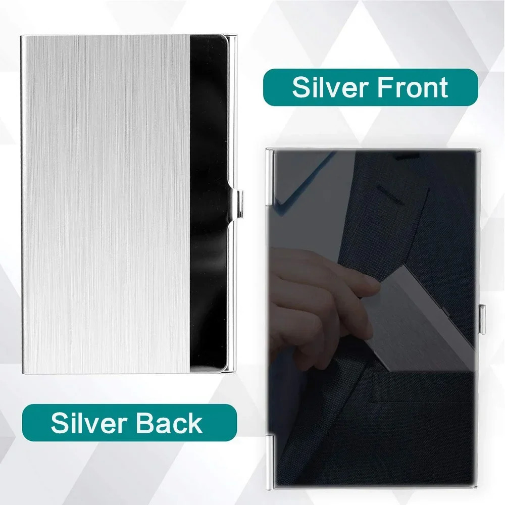 Premium Stainless Steel Business Card Holder Ultrathin Silver Metal Pocket Case for Men and Women; Simple n 250605