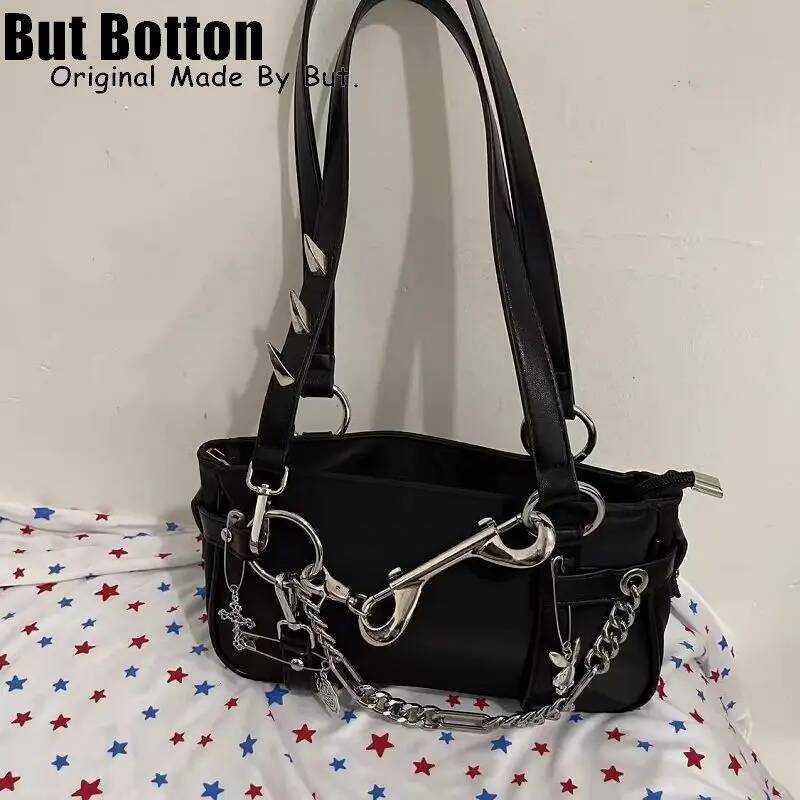Unique Custom chain Vintage Y2K Girl Women Bag Gothic Lolita Single Shoulder underarm Bags subculture steamPunk Handbag Tote