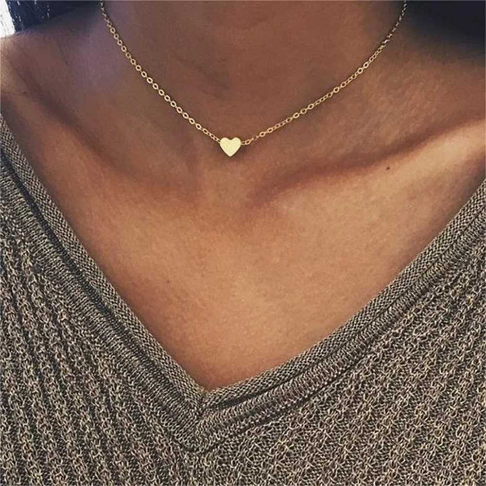 Fashion Gold Color Cute Love Heart Triangle Round Design Pendant Necklace For Women Exquisite Gift Wholesale Dropshipping XJ250604
