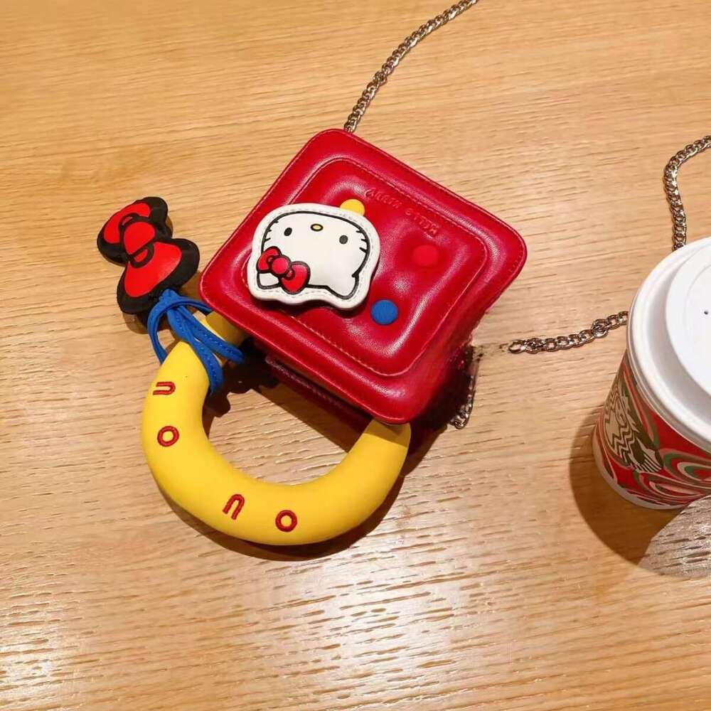Trendy Ins Style Cartoon Red KT Crossbody Cute Girl Daily Commute Mini Chain Shoulder Bag Adorable