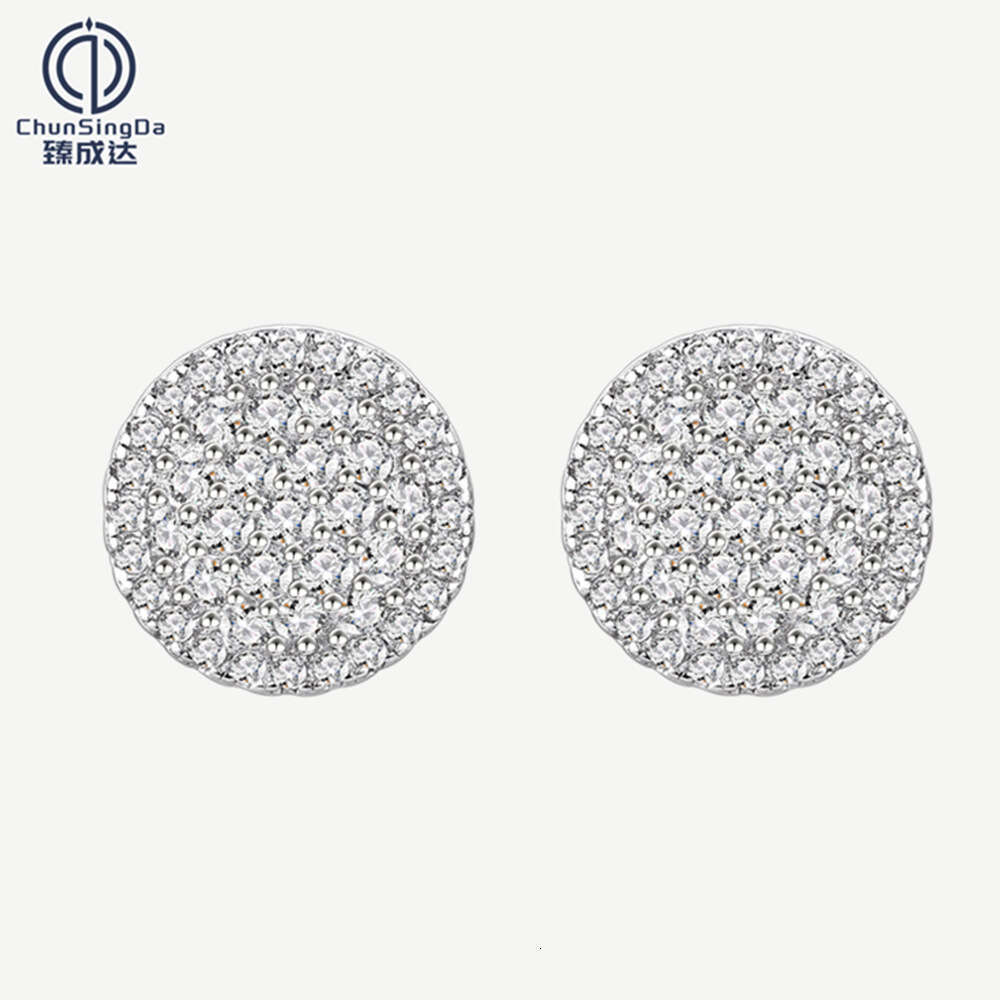 DHGadges 2025 S925 Silver Micro Pave Round Stud Earrings Simple European Style Fashion Jewelry for Women