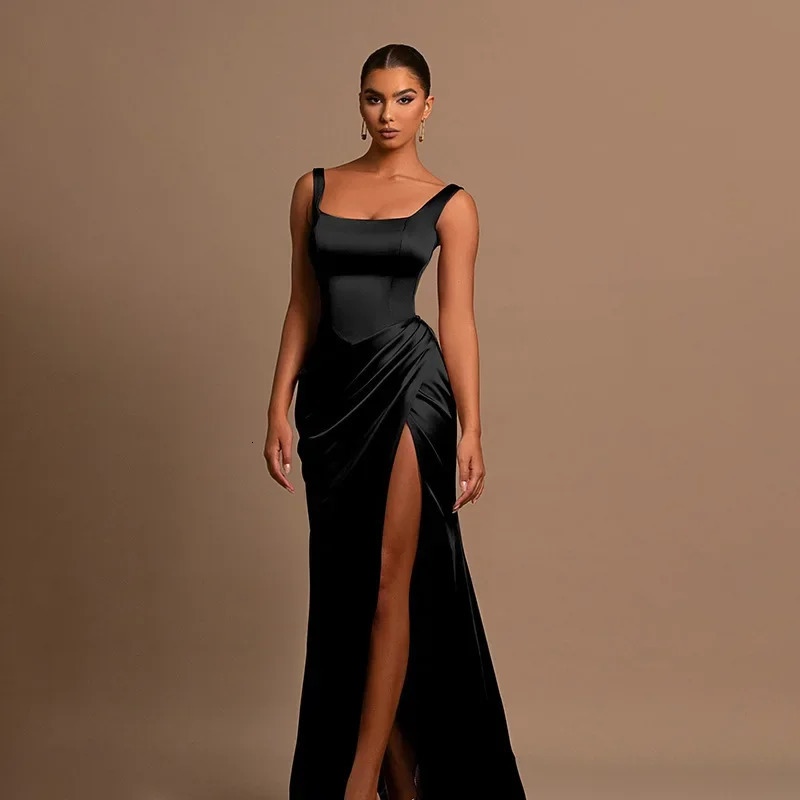 Sexy Long Sleeveless Vest Dress Womens Elastic Slimming Gown Split n Autumn Arrivals Elegant Fashionable Evening Dress 250604