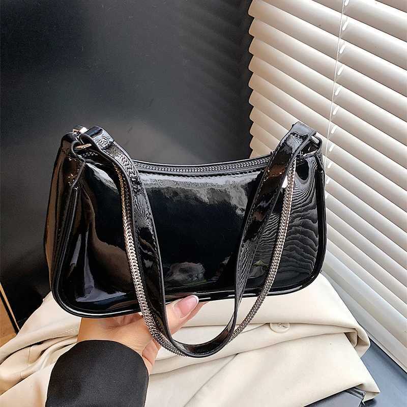 Bright Quality Leather Lady Small Underarm Bag Chain Strap Versatile Commuting Handbag Large Capacity Single Shoulder Sling Bag XJ250605