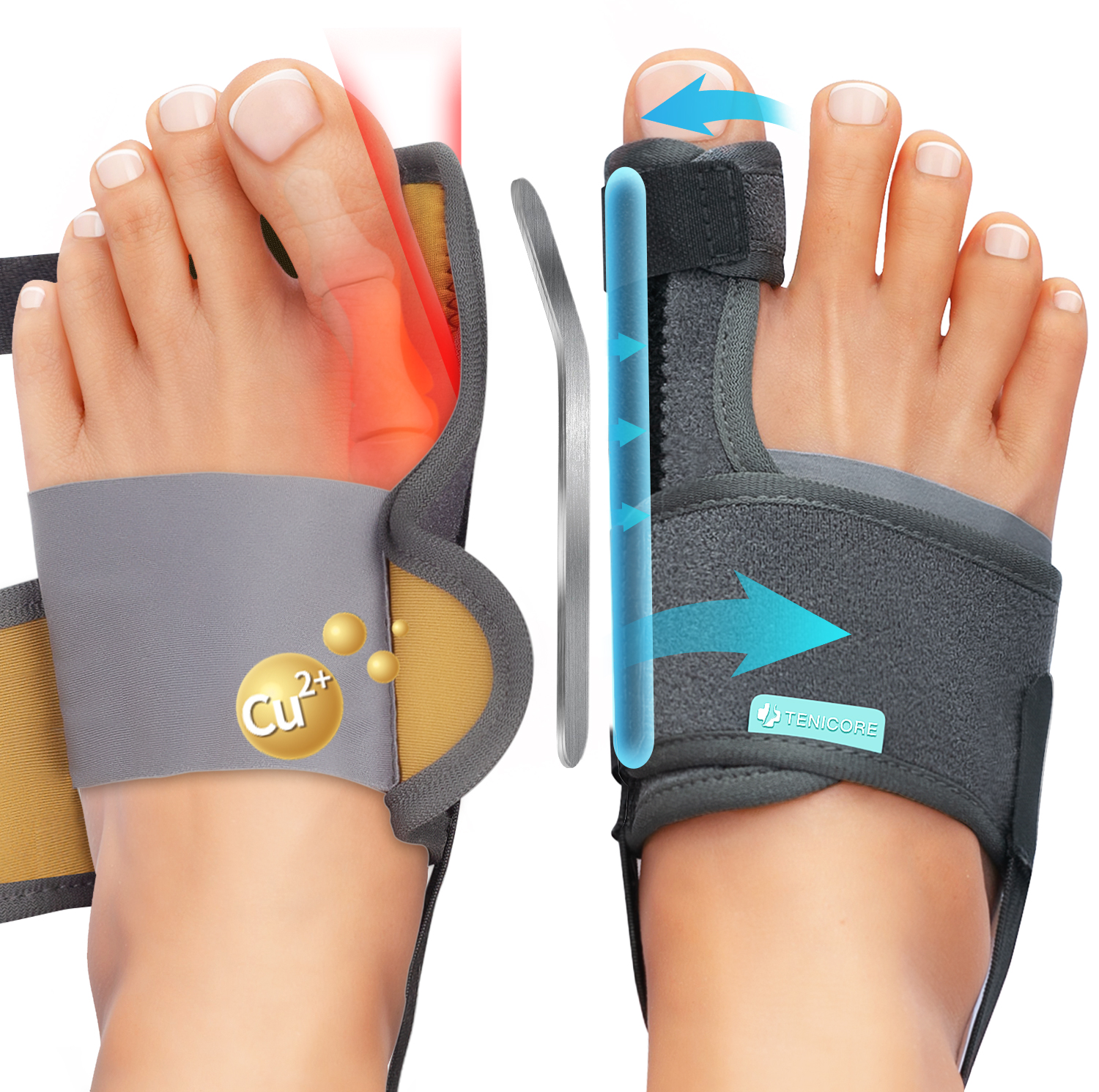 Bunion Corrector for Women & Men, Orthopedic Bunion Splint for Hallux Valgus Pain Relief, Big Toe Separator Hammer Toe Straightener/ 2 Pack