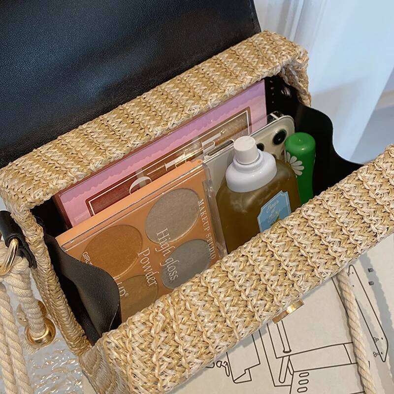 MOODS Straw Beach For Women Summer New Designer Handbags Hit Color Tassels Shoulder Crossbody Box Bag Sac A Main