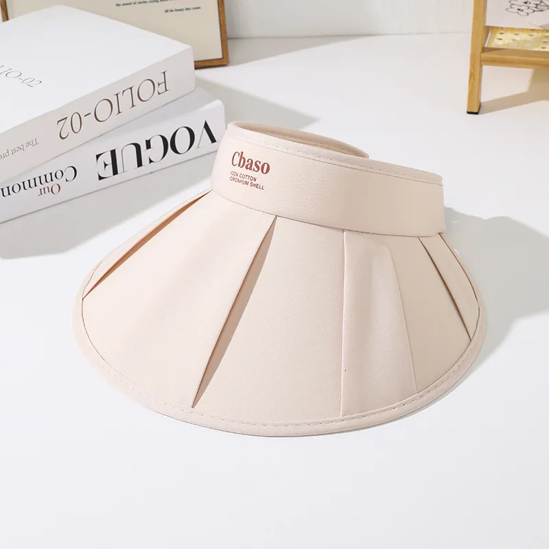 Summer Collapsible Shell Cap with Empty Top for Girl Fashion Sunblock Cool Large Brim Visor Seaside Casual Outdoor Beach Sun Hat 250603