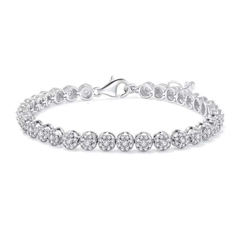 2.0mm Round Cut S925 Silver Flower Shape Moissanite Bracelet Tennis Women Luxury Chain Fine Jewelry Bracelet