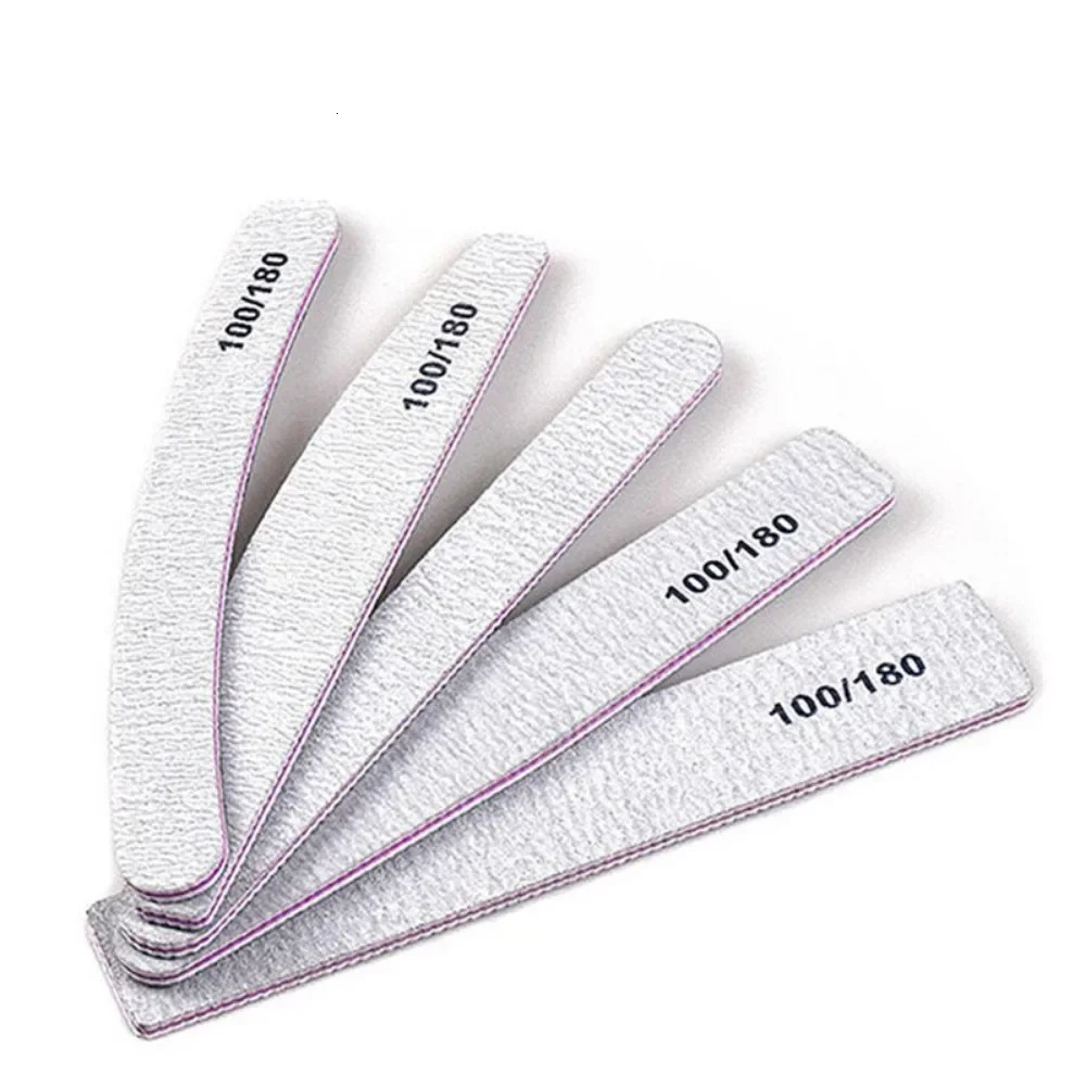 25/50Pcs Grey Sandpaper Nail File 100/180 Double Sided Buffer Block Polisher Pedicure Manicure Nail Art Files Nails Accesorios 250605