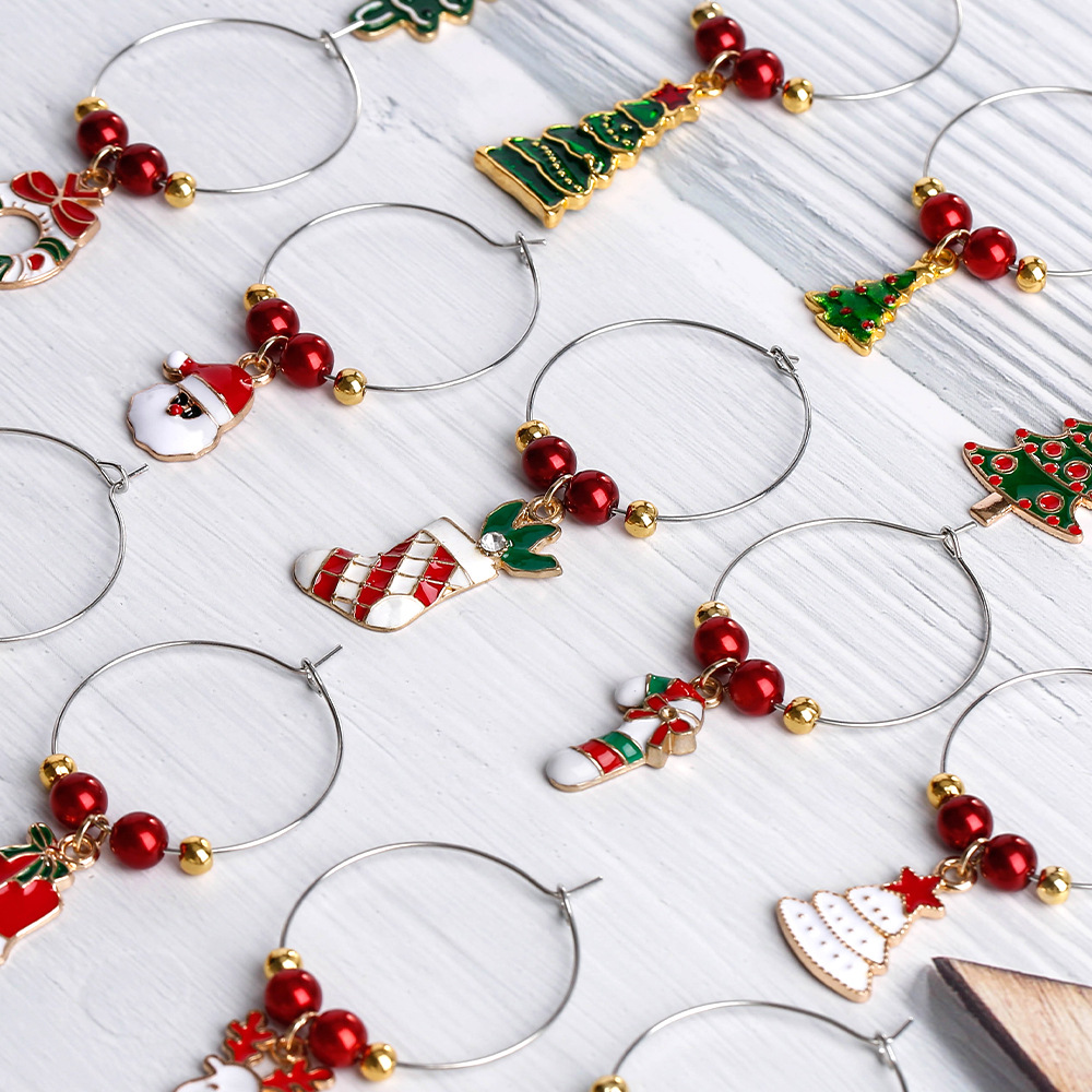 15pcs/set Romantic Christmas Element High-Heeled Cup Alloy Pendants Christmas Decorative Hanging Accessories