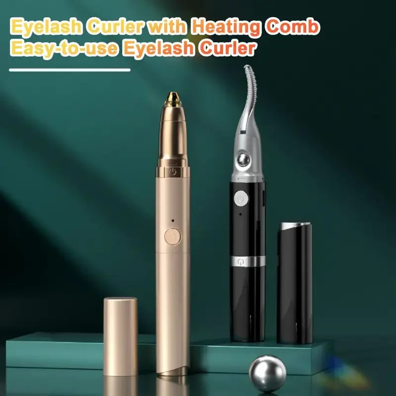 Ergonomic eyelash curler portable USB rechargeable electric eyebrow trimmer quick heating 2 in 1 multifunctional 250604