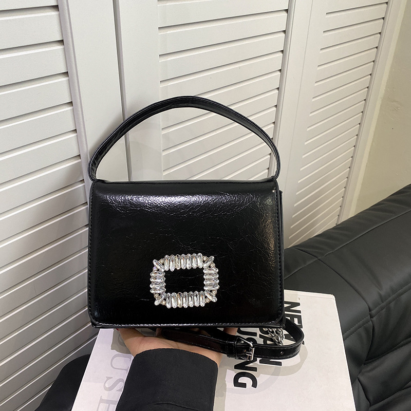 Free Shipping Designer Bag 2025 New Banquet For Women Fashionable And High-end Glass Diamond Small Square Bag Hand-held Women's Bag