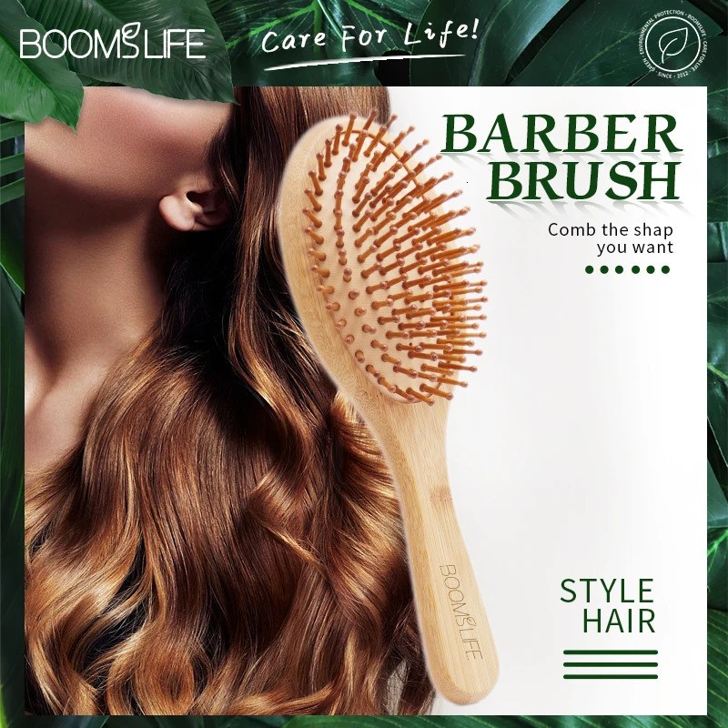 Bamboo Hair Brush Women Styling Hair Comb Hairbrush Wide Teeth Bamboo Combs for Hair Smooth Massage Scalp Brush Barber Comb 250603