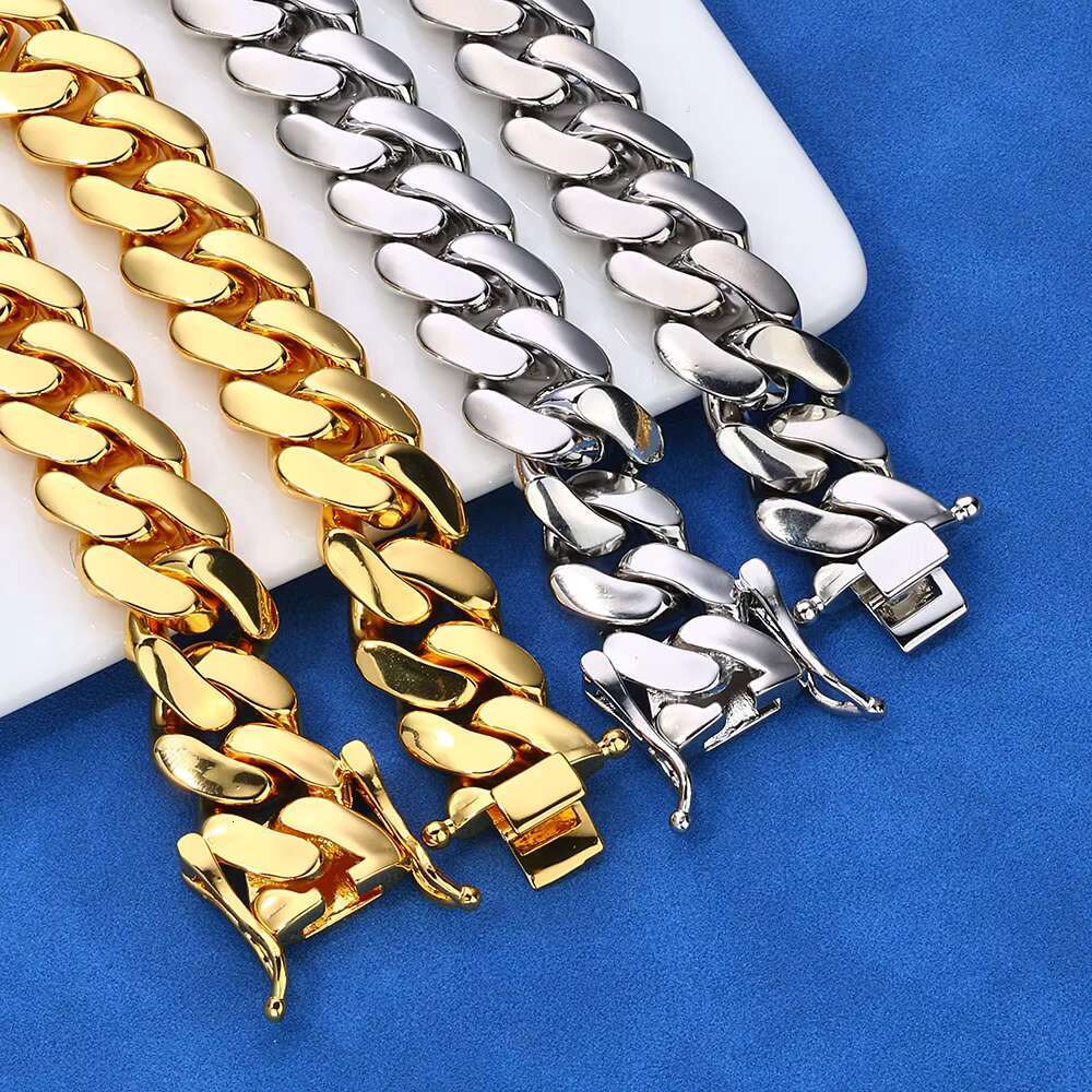 8/10/12/15/19/22/30mm Heavy Solid Miami 925 Silver Cuban Chain 18K Gold Plated Hip Hop Fine Jewelry Necklace for Men