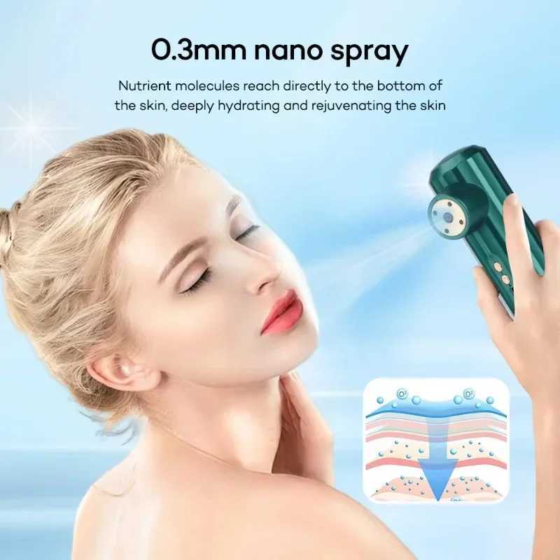 Mini Pressure Nano Spray Face Steamer Red Light Therapy Oxygen Injection Nail Art Tattoo Makeup Nano Mist Sprayer Facial Cleaner XJ250607