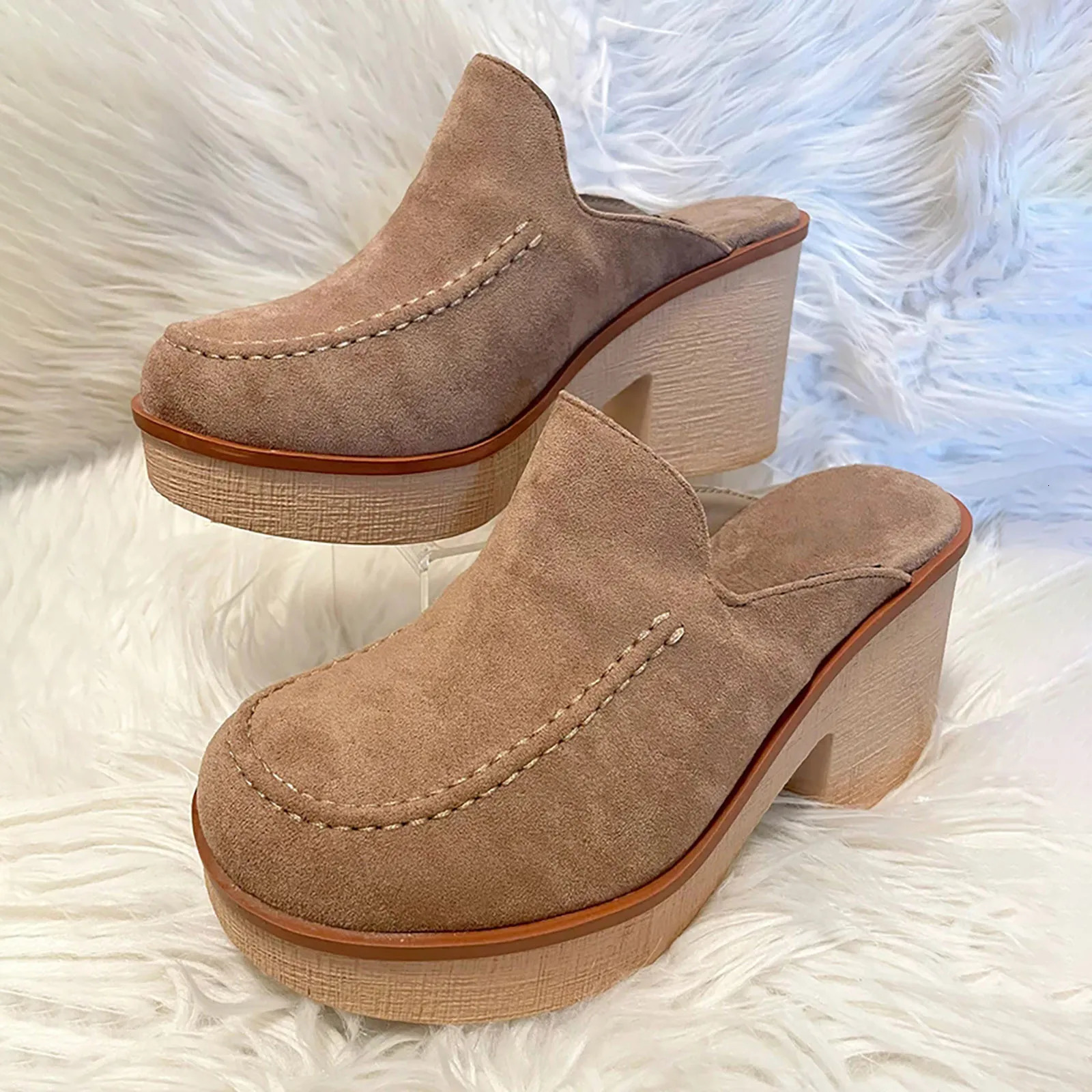 Women Summer Sandals Casual Round Toe Square Heels Soft Bottom Breathable Slippers Fashion Shoes For On Offer 250605