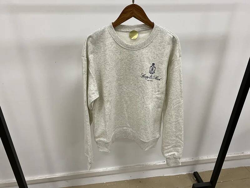 Women's Grey And Navy Sweatshirt Cotton Crew Neck Long Sleeve Relaxed Fit Autumn Sweatshirt Female Winter Clothes Women