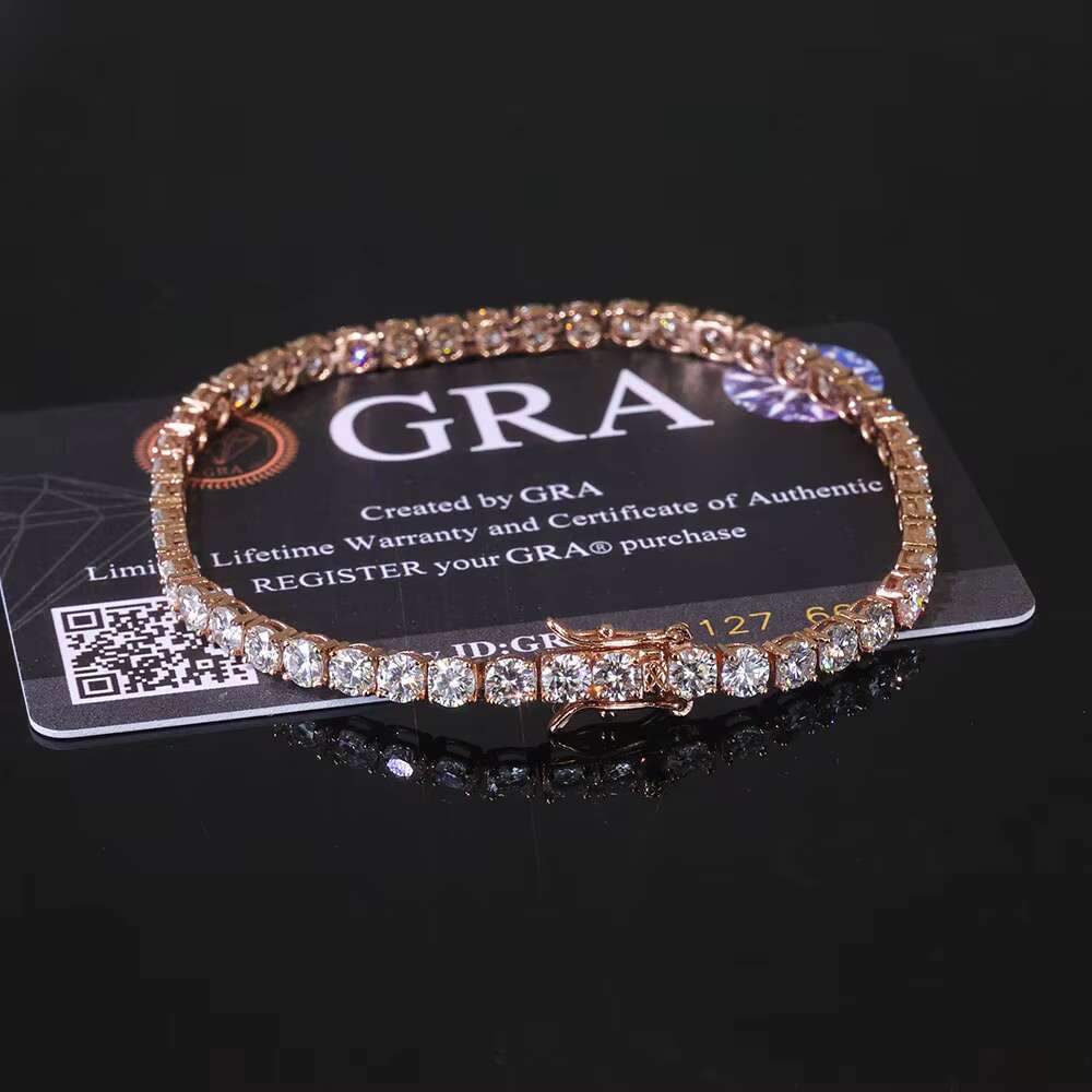 VVS Tennis Bracelet Women Iced Out Round Brilliant Cut 925 Silver Rose Gold Plated Jewelry Gift for Party