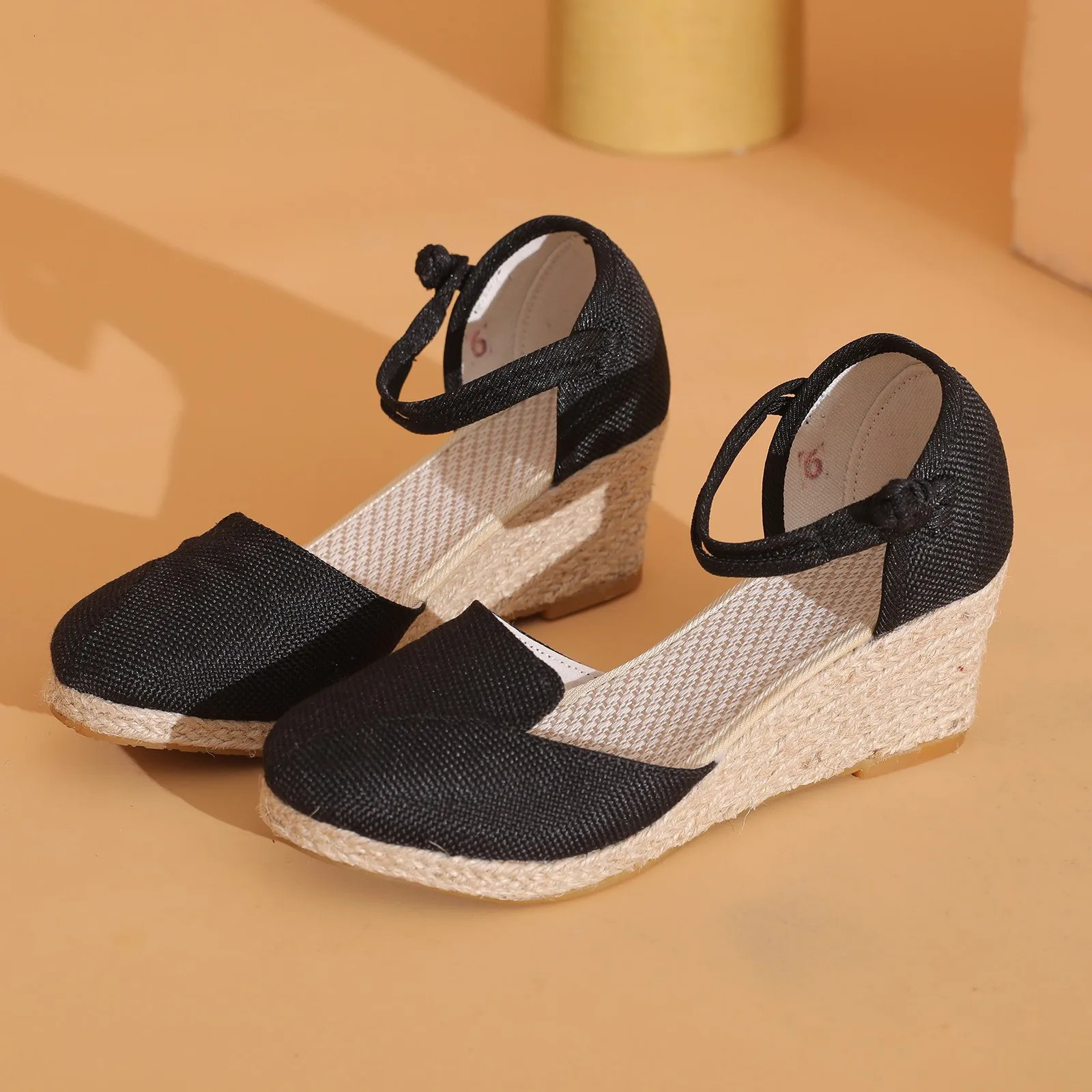 Women Platform Wedge Linen Sandals Fast Versatile Braided Buckle Breathable HighHeeled Shoes Sandals 250605