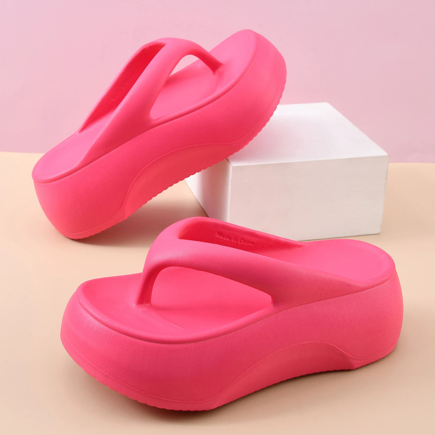 Summer Womens Platform Flip Flops Soft Sole EVA Slippers for Men Outdoor Casual Beach Shoes Home Non-slip Bathroom Slides Shoes 250605