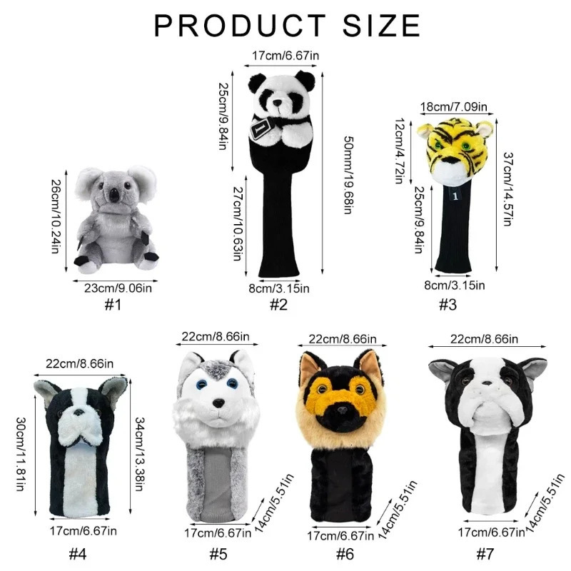 Novelty Plush Animal Golfing Club Head Cover Fairway Headcover Golfing Club Protective Accessories for Enthusiasts 250603