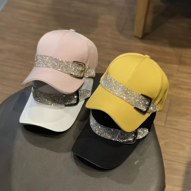 Fashionable Casual Rhinestone Baseball Cap For Women Korean Version Spring And Summer Outdoor Sunshade Duckbill Cap 250603