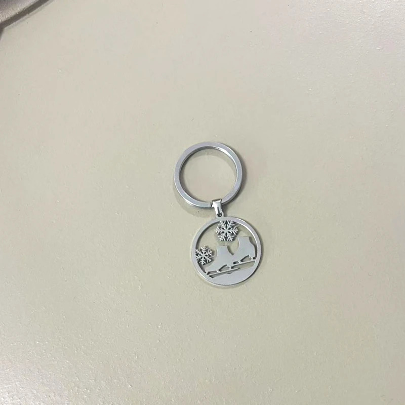 10pcs Stainless Steel Christmas Keychain Blank For Engraving Metal Charm Keychain Key Ring Mirror Polished Wholesale 250605