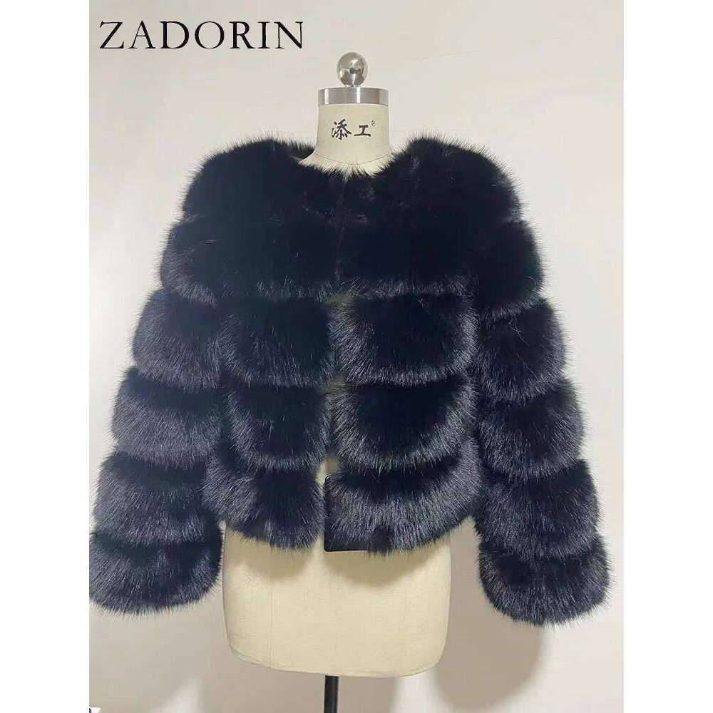 ZADORIN Long Sleeve Faux Fox Coat Winter Fashion Thick Warm Coats Outerwear Fake Fur Jacket Women Clothing