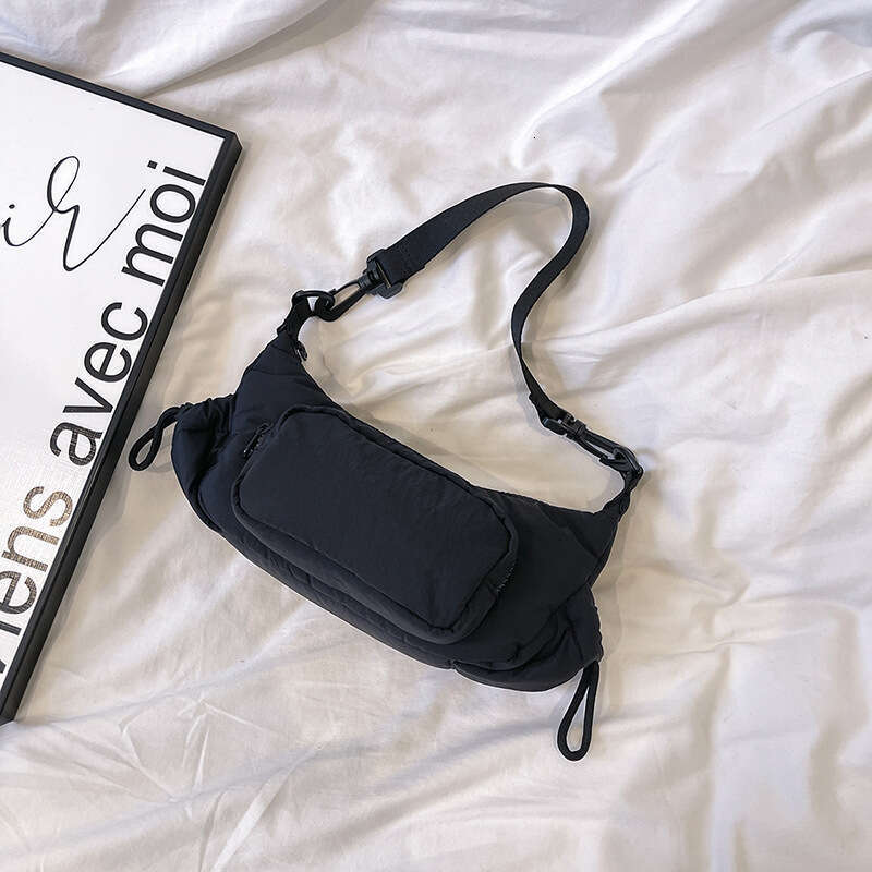 2025 Spring Women's Multi-Pocket Motorcycle Internet Celebrity Same Style Super Popular Solid Color Trendy Versatile Underarm Crossbody Bag