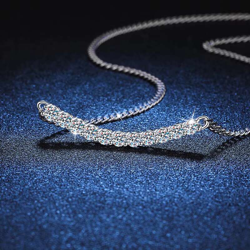 Moissanite Diamond Necklace S925 Sterling Silver Korean Cuban Necklace Female D Cr 2.2 Ct Single Factory Wholesale