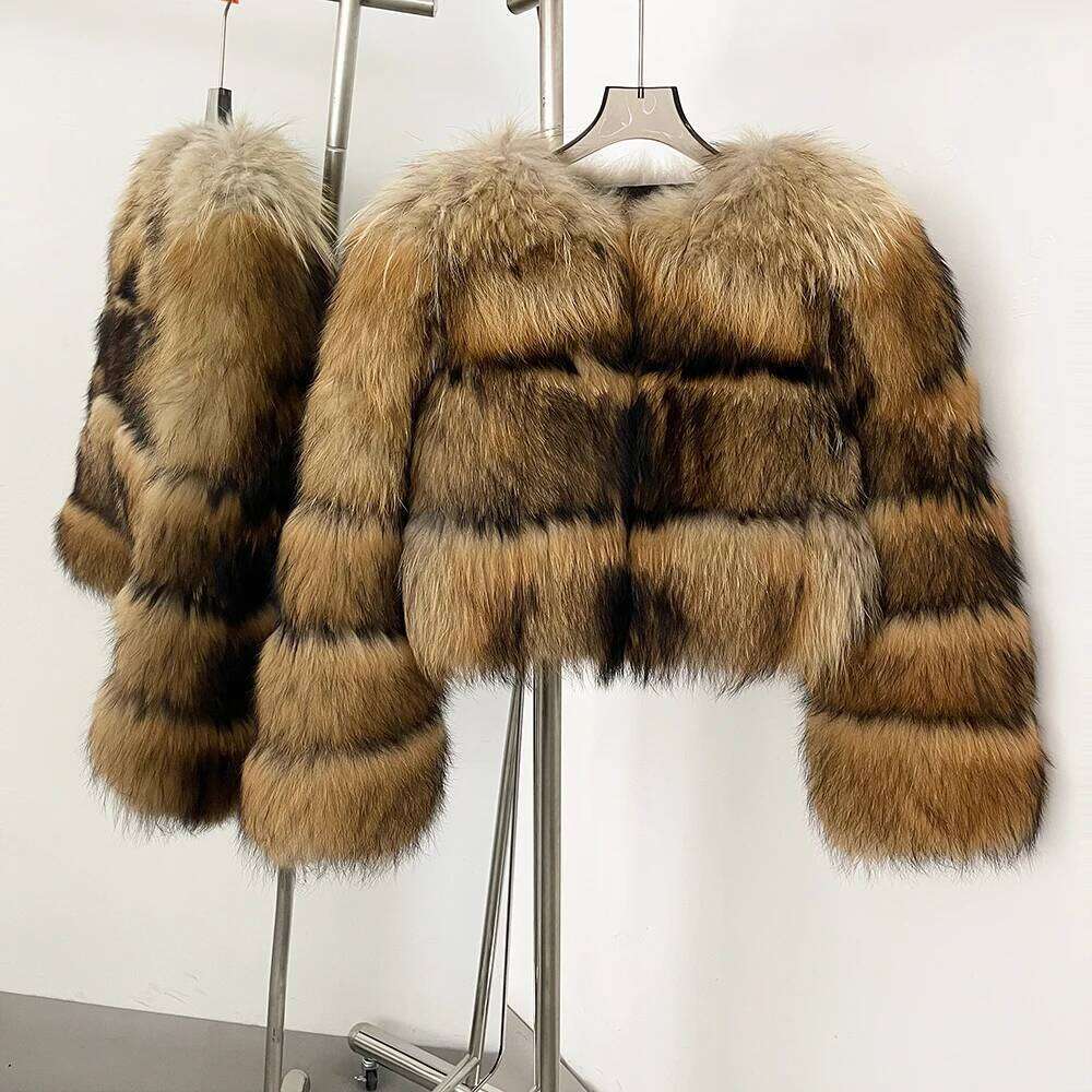 OFTBUY Wholesale Natural Raccoon Fox Coat High Quality Winter Jacket Women Fluffy Real Fur Thick Warm Outerwear Streetwear
