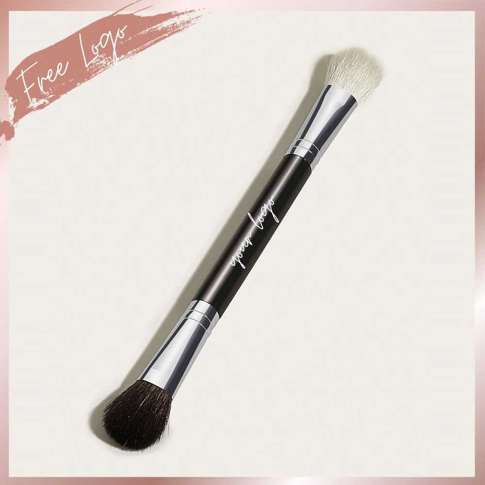 Customize Your Double Ended Eyeshadow Smudge Brush Wood Handle Fiber Bristle Personalized Blending Contouring Makeup Tool W250605