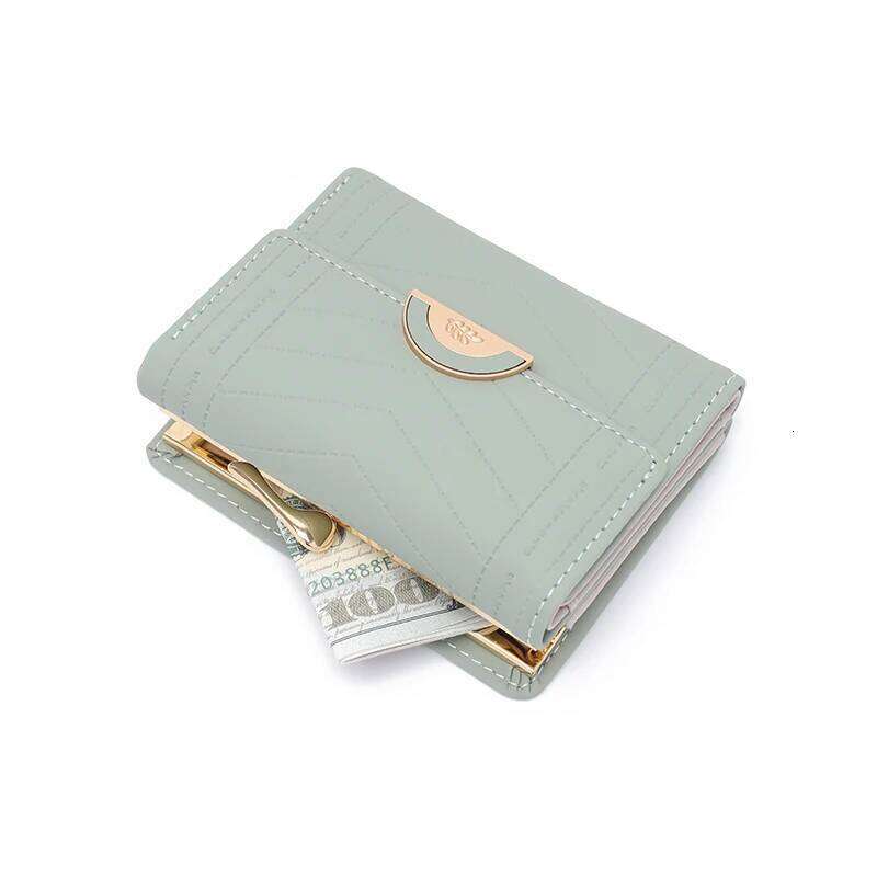 Autumn and winter new women's short wallet Korean PU high texture iron frame dia lattice small square bag simple everything