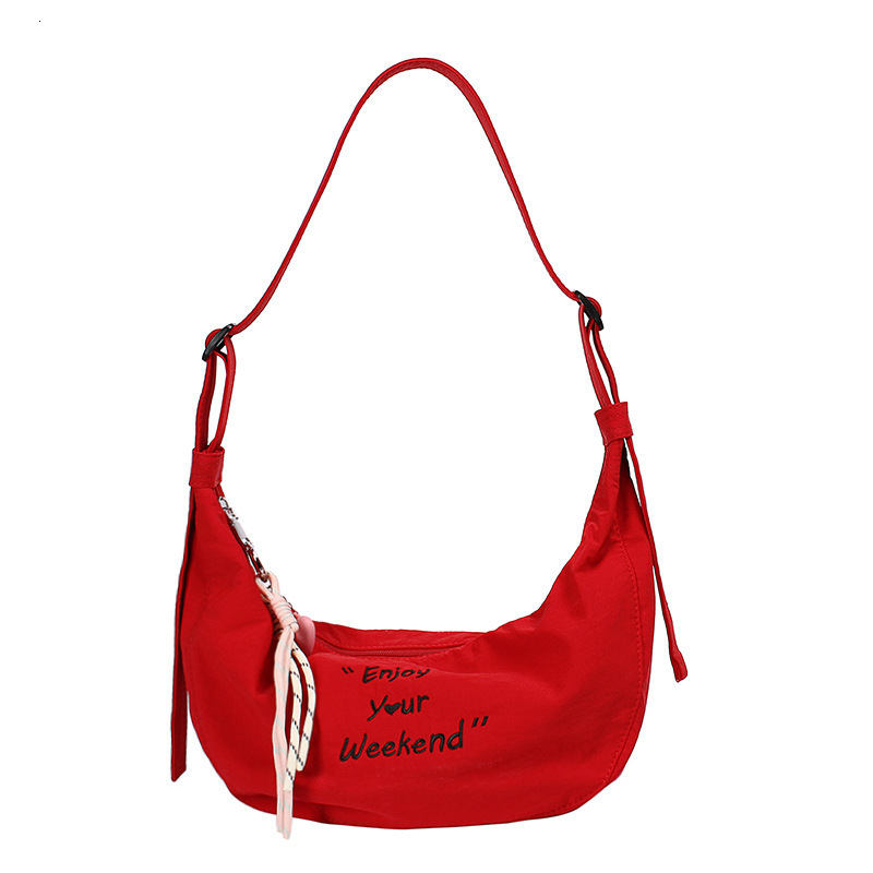 designer Korean Style Casual Underarm Bag for Women 2025 New Simple Nylon Dumpling Bag with Embroidered Letters Single Shoulder Crossbody Bag