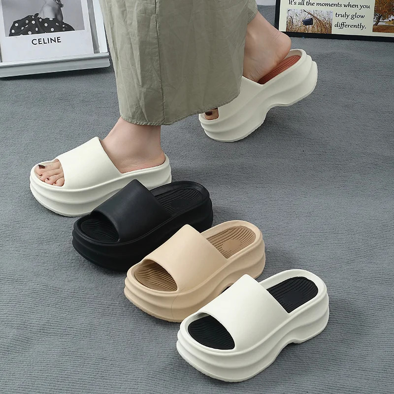 Eyriphy Thick Bottom Slippers Women Outdoor Beach Sandals Fashion Bathroom Slides Female Open Toe Slippers Cozy Soft Sole Shoes 250605