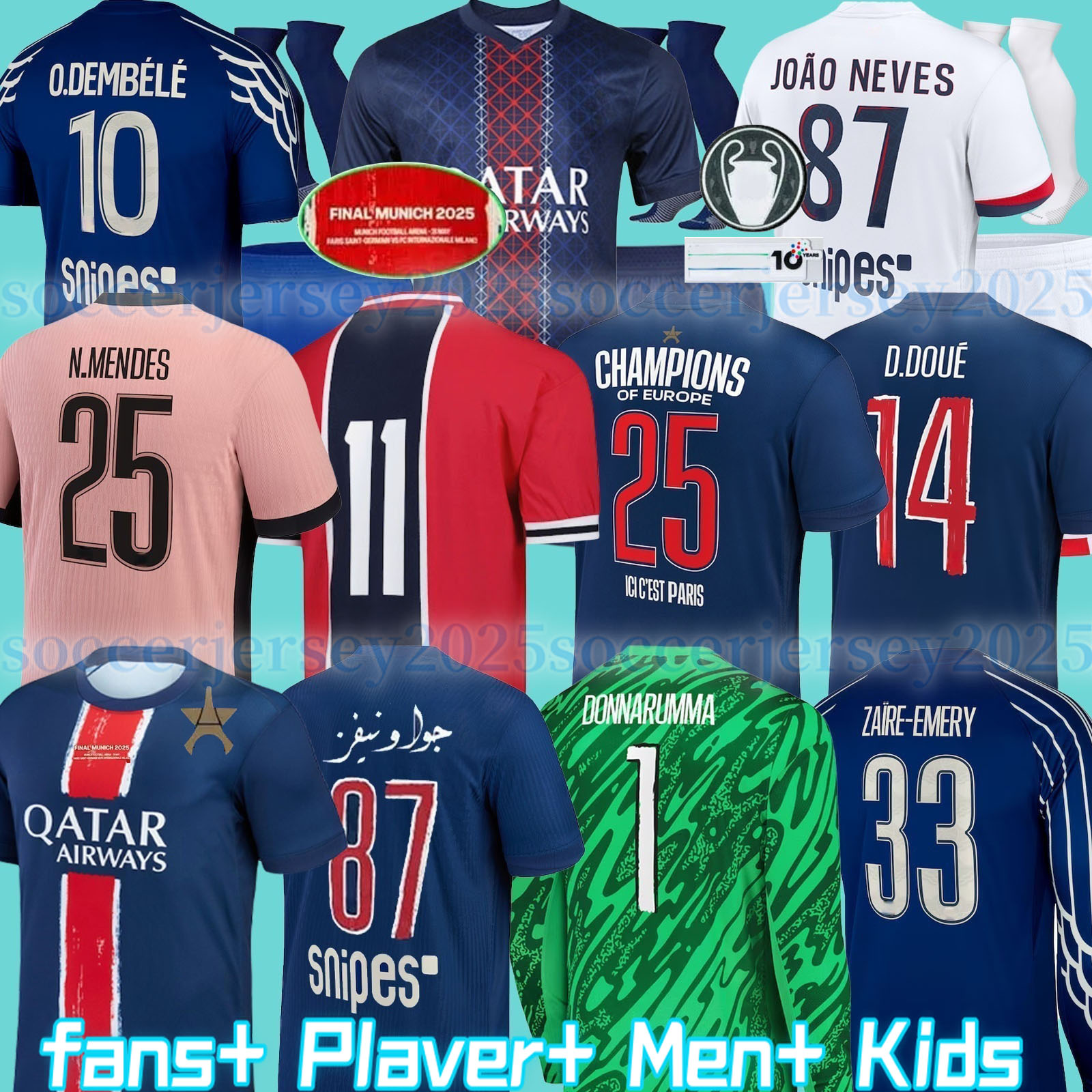Maillot fourth MBAPPE Soccer Jerseys DEMBELE HAKIMI 25 26 enfants 2024 2025 football shirts Men kits kids Equipment uniforms VITINHA Zaire Emery BARCOLA Hernandez