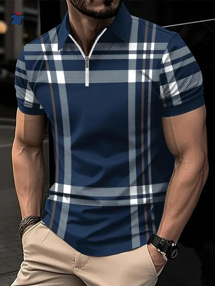 Striped Plaid Printed Mens POLO Shirt 2025 Summer Top Plus Size Casual Comfort Versatile Short Sleeves for Shopping 250527