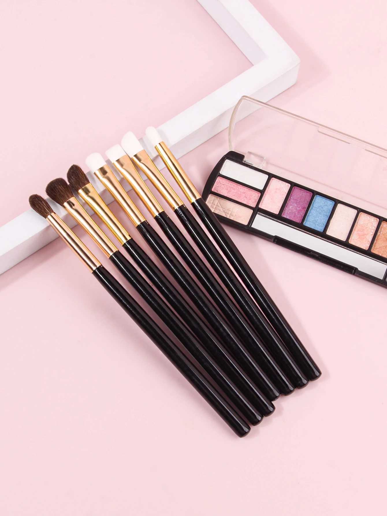 12 Pcs Goat Hair Black Color Makeup Brushes Set Cosmetic Powder Eye Shadow B Blending Beauty Make Up Maquiagem W250605