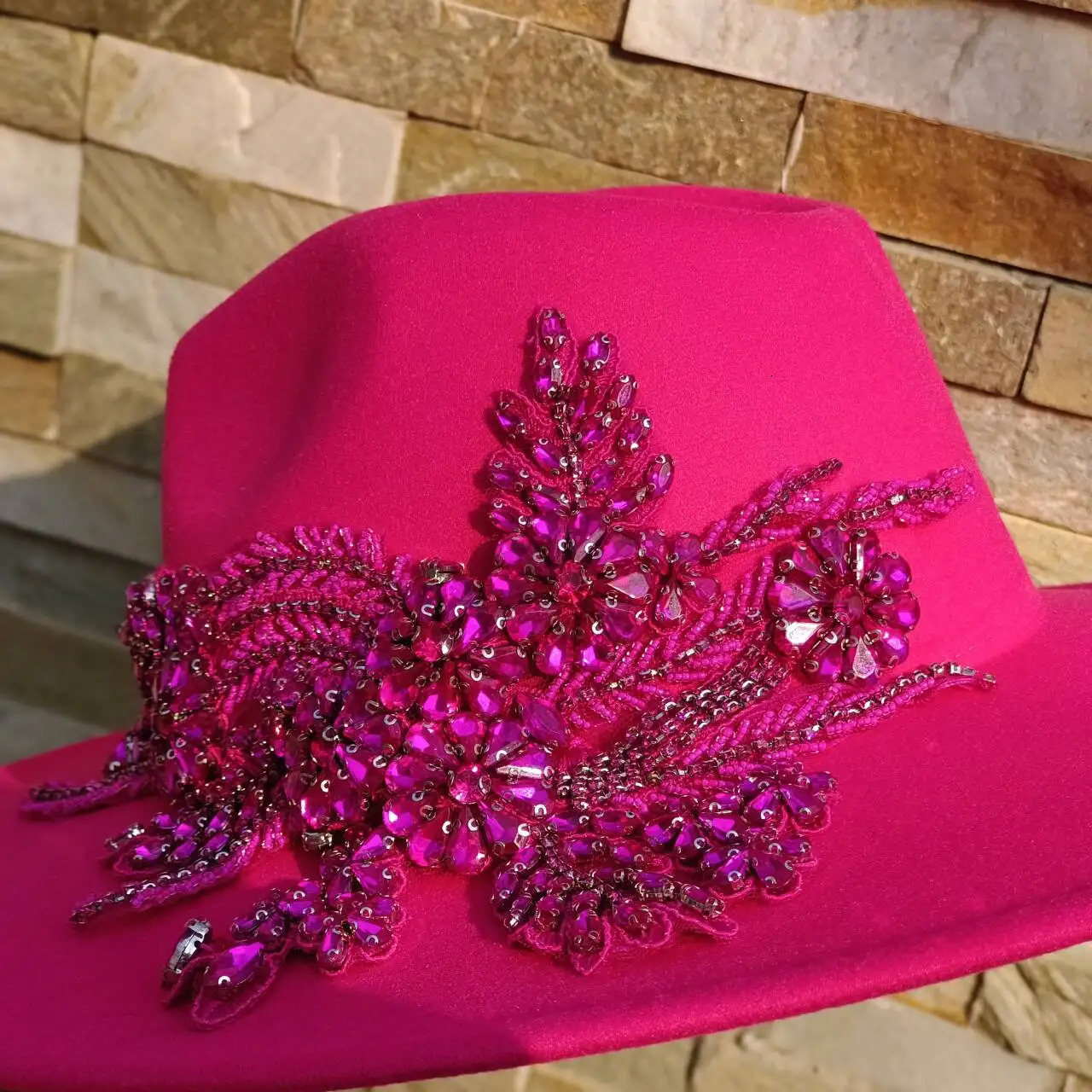 Rose DIY hat Fedora hat with diamond embroidery autumn/winter wedding party travel gentleman hat 56-58CM sombrero mujer 250605