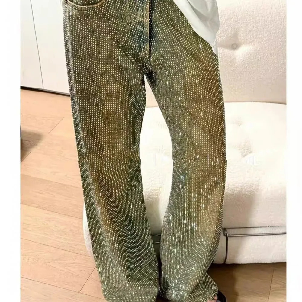 Full Diamond Printing Belt Wash Casual Loose Straight Jeans Hip Hop Y2k WOMEN Jeans 250604