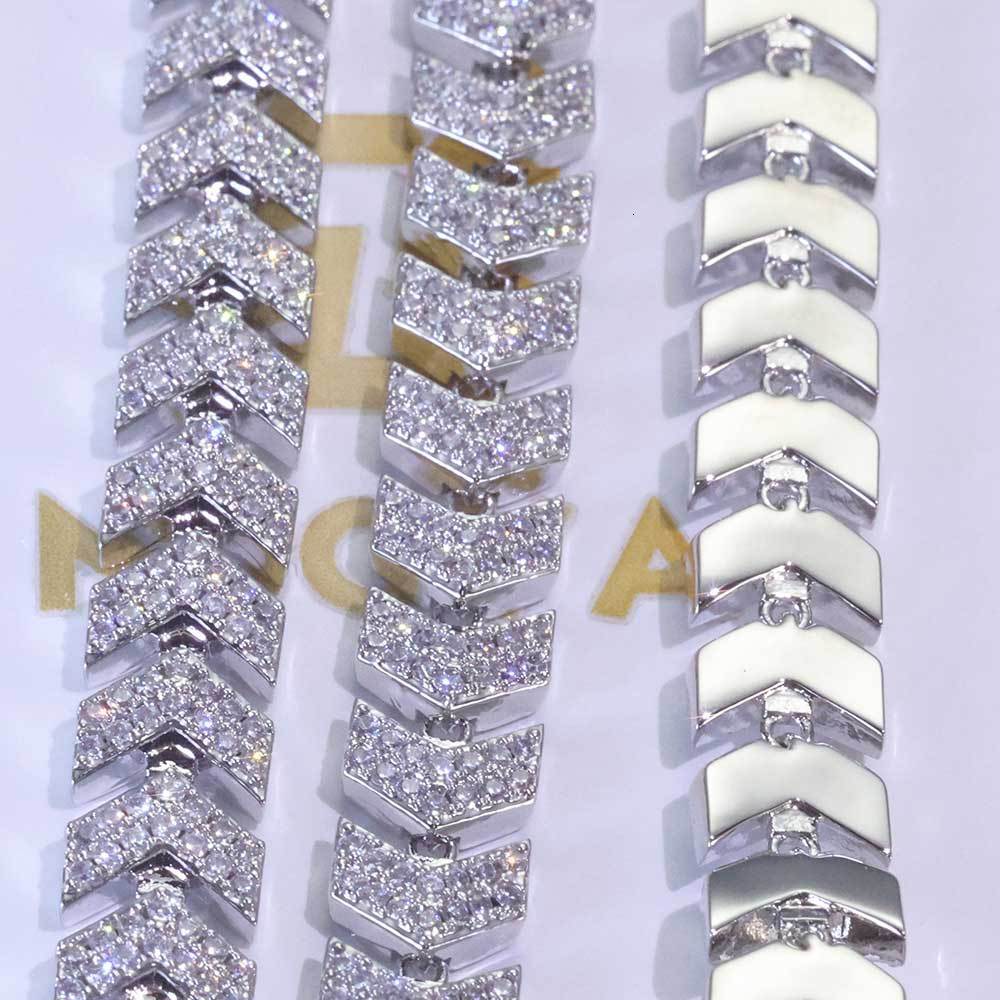 Hip Hop 8mm Fishbone Chain Moissanite Bracelet Trendy Jewelry Mens Bracelet Accessories Bracelet